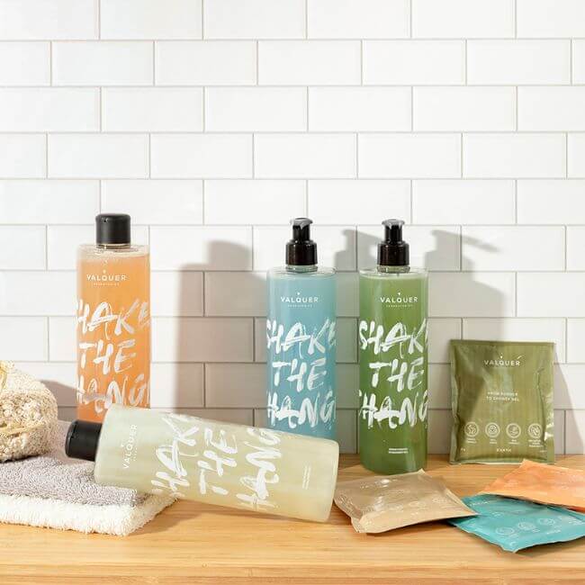 Valquer Shake - Pack 4 geles de baño sostenibles - 2 botellas + 4 sobre de 25 g