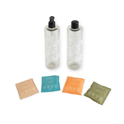 Valquer Shake - Pack 4 geles de baño sostenibles - 2 botellas + 4 sobre de 25 g