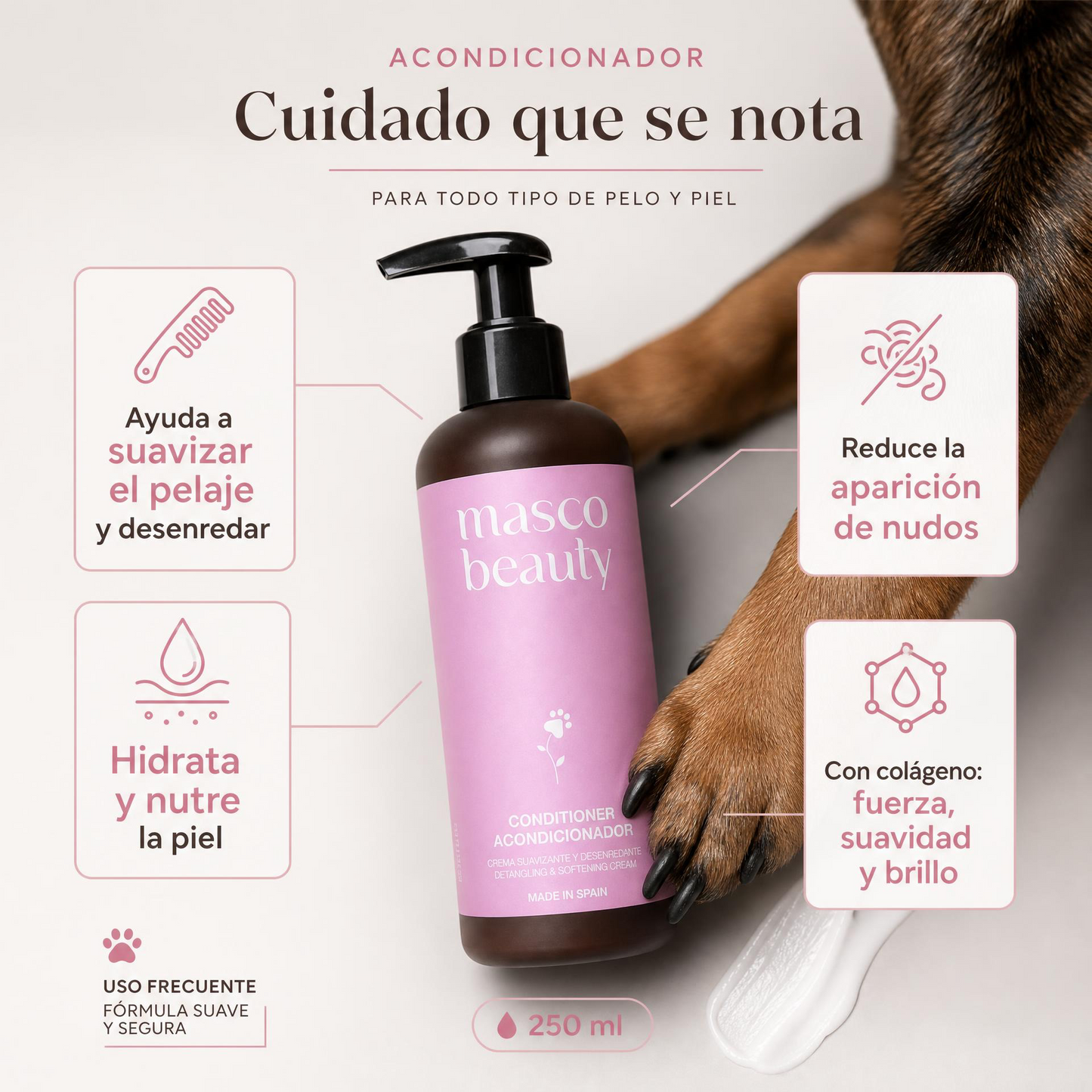 Acondicionador para perros suavizante y desenredante