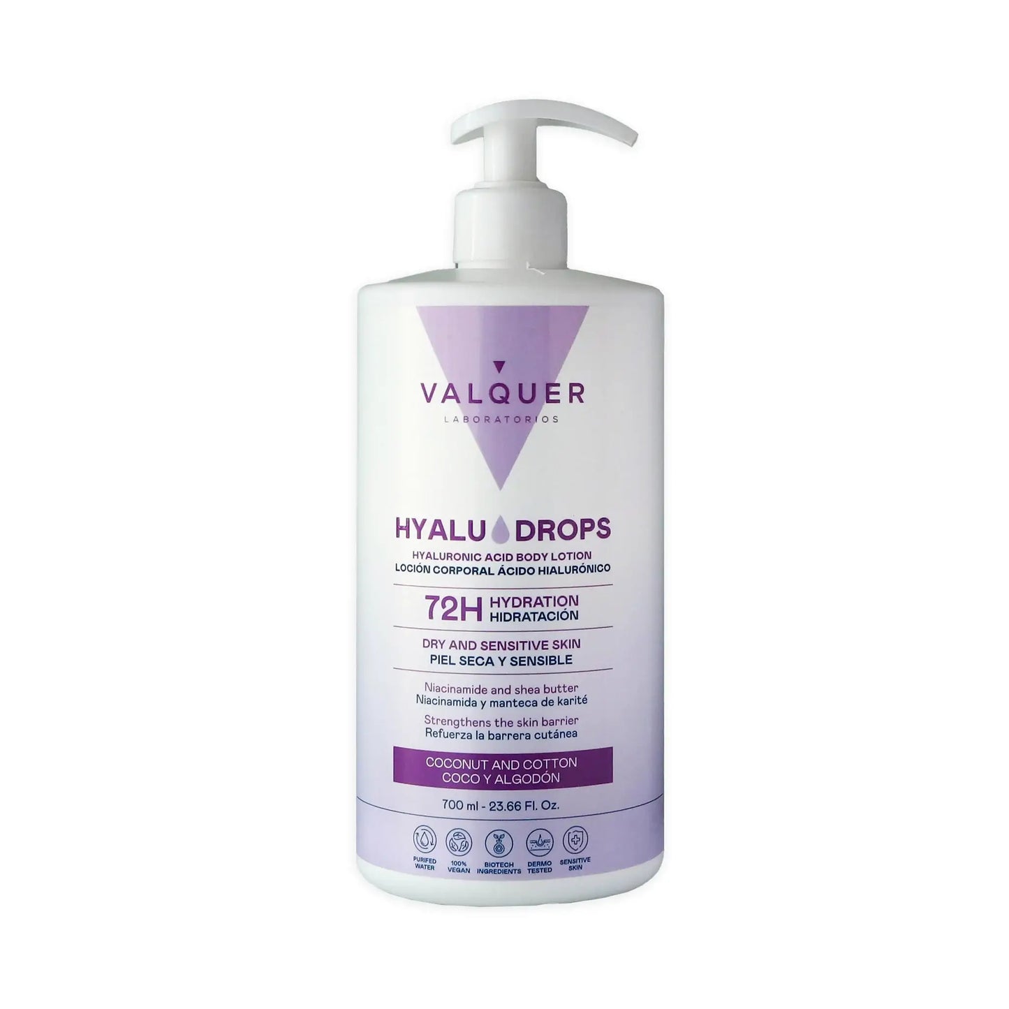 Hyaludrops Loción Corporal Coco y Algodón – Hidratación 72H - 700 ml