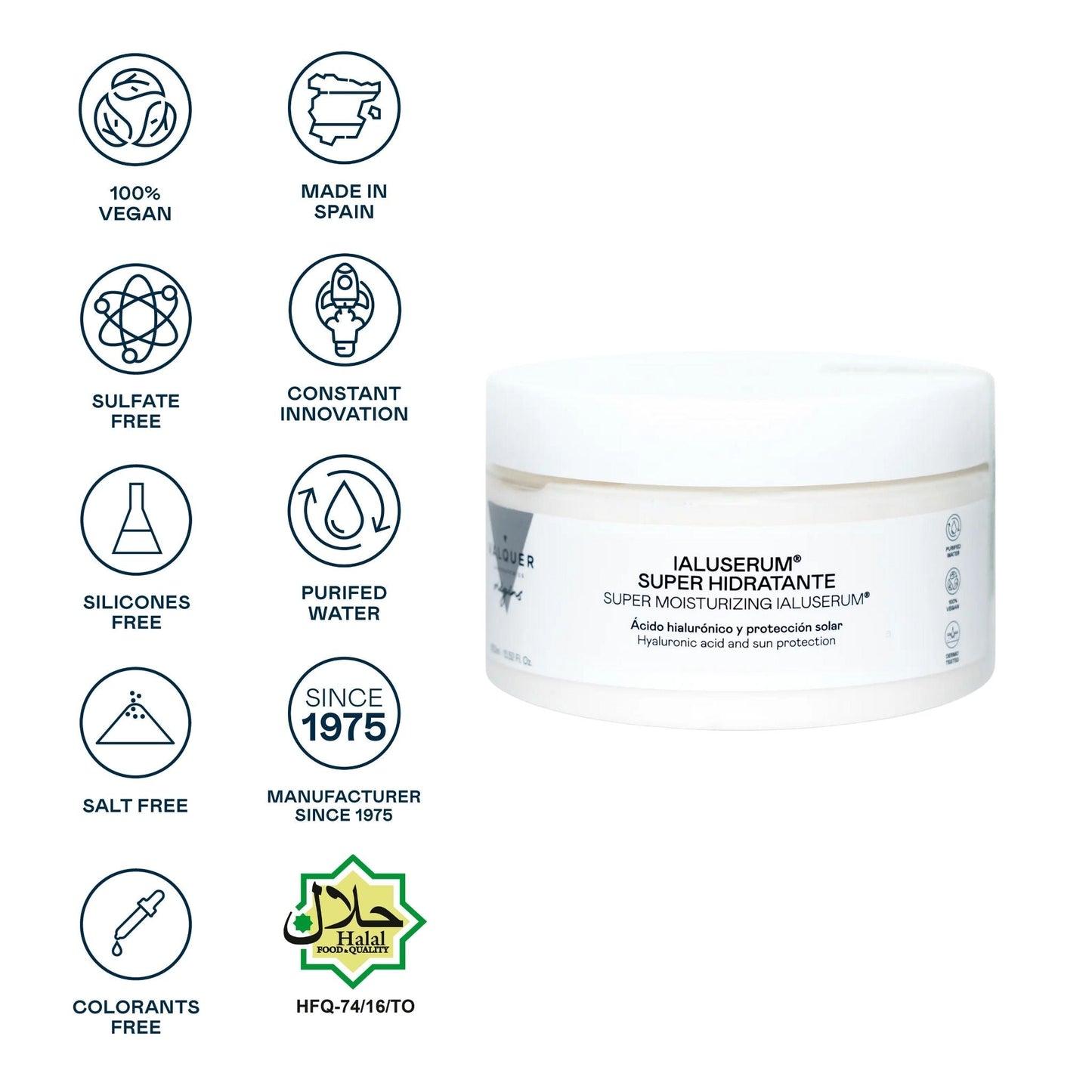 Ialuserum Facial Super-Hidratante – Hidratación Profunda con Ácido Hialurónico y Protección Solar