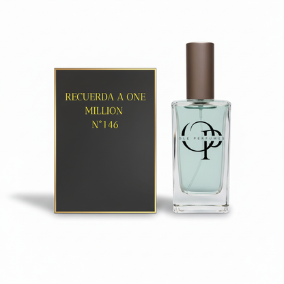 Perfume inspirado en One Million de Paco Rabanne con fondo blanco