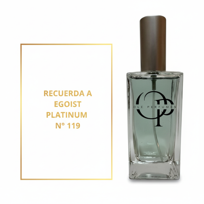 Perfume inspirado en Égoïste Platinum de Chanel con fondo blanco