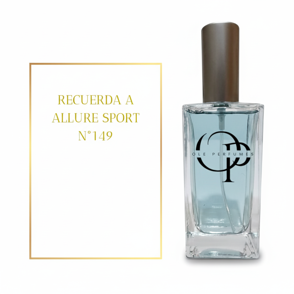 Perfume inspirado en Allure Homme Sport de Chanel con fondo blanco