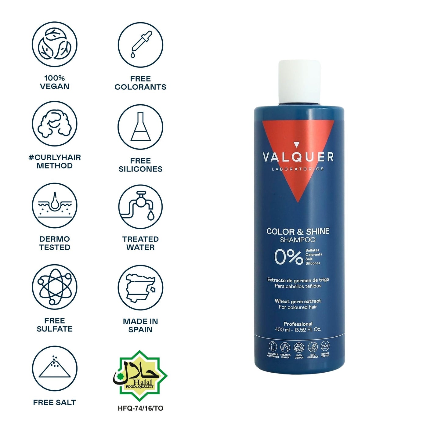 Champú Cabellos Teñidos 400ml - 0% Sin Sulfatos Potenciador Color | Valquer®