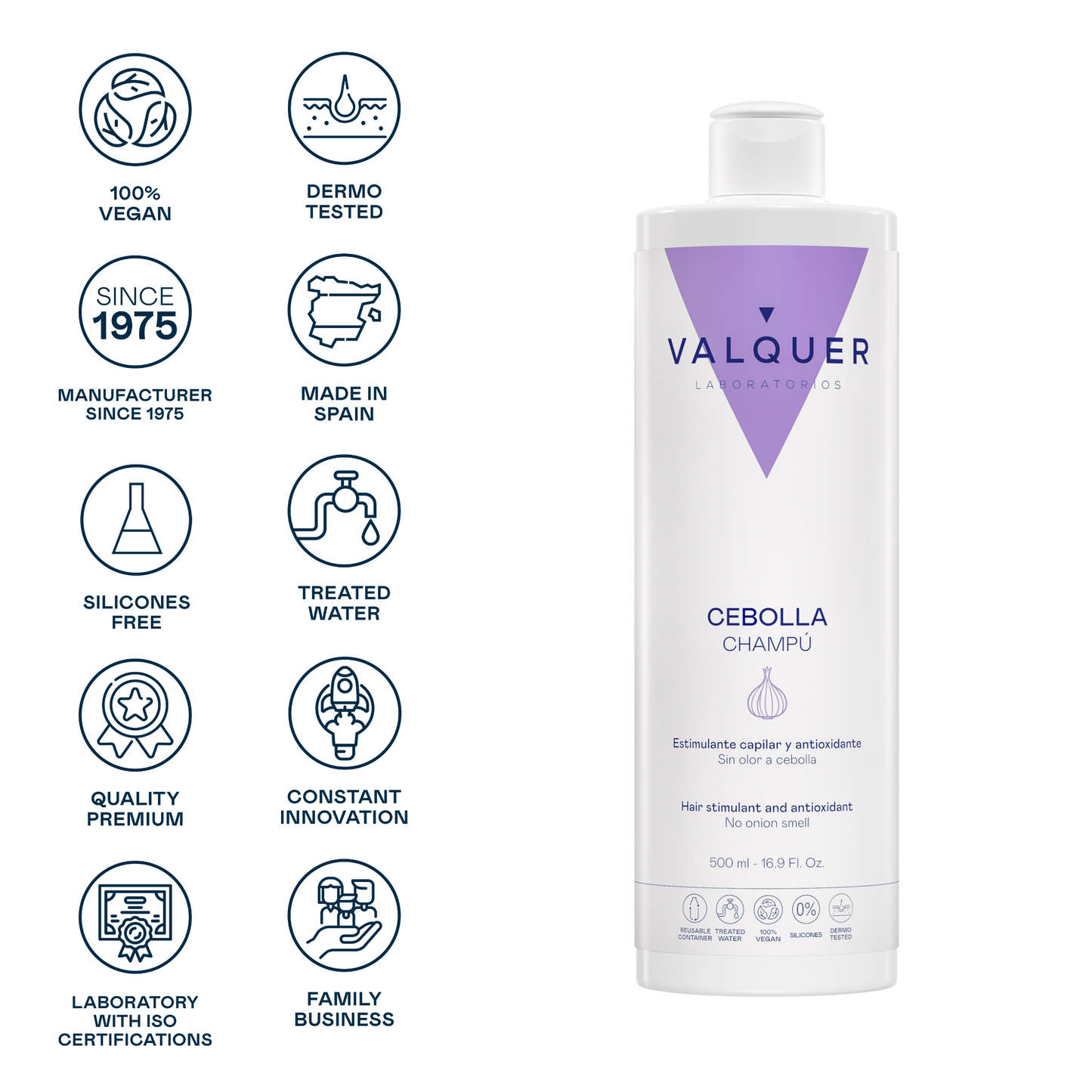 Champú Cebolla 1L - Revitalizante Antioxidante Purificante | Valquer® Vegano