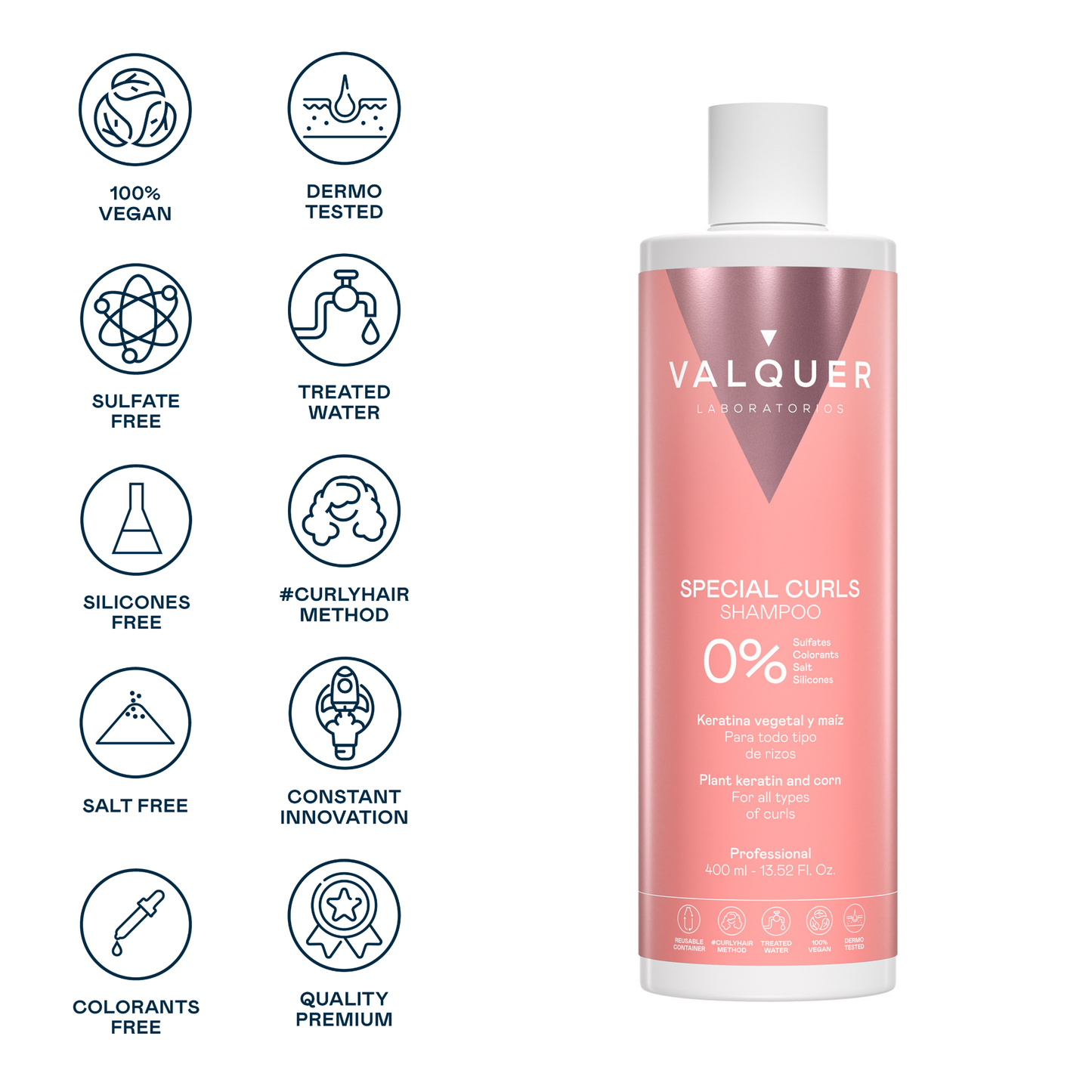 Champú Método Curly 400ml - Pelo Rizado 0% Sin Sulfatos | Valquer®