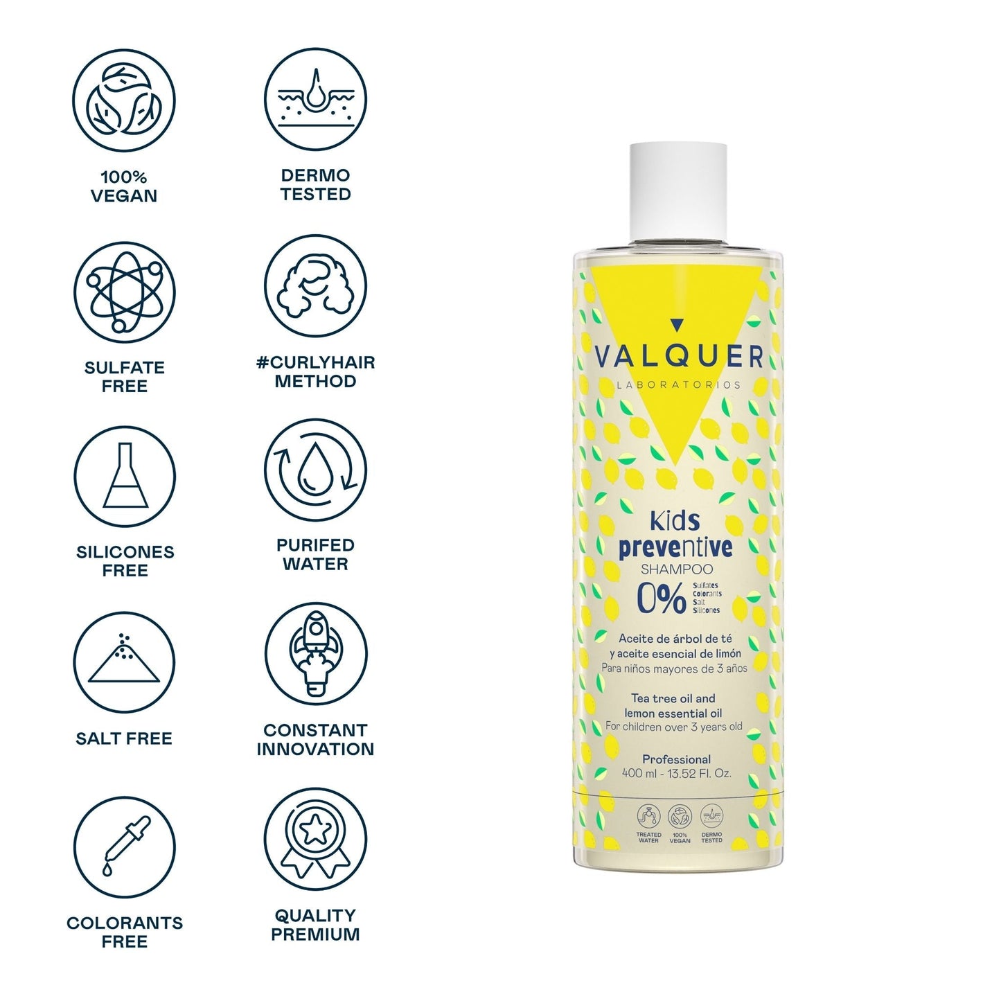 Champú Preventivo Infantil 400ml - Árbol de Té Limón | Valquer® Niños