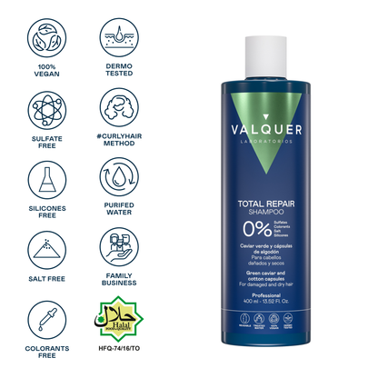 Champú Reparador Cabello Dañado 1L - 0% Sin Sulfatos | Valquer® Reconstrucción