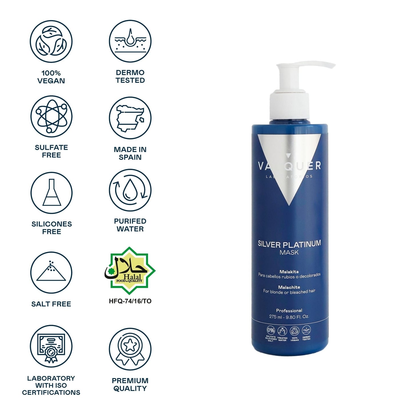 Mascarilla Capilar Silver Platinum Valquer 275ml - Matizador Antiamarilos Profesional Cabellos Blancos