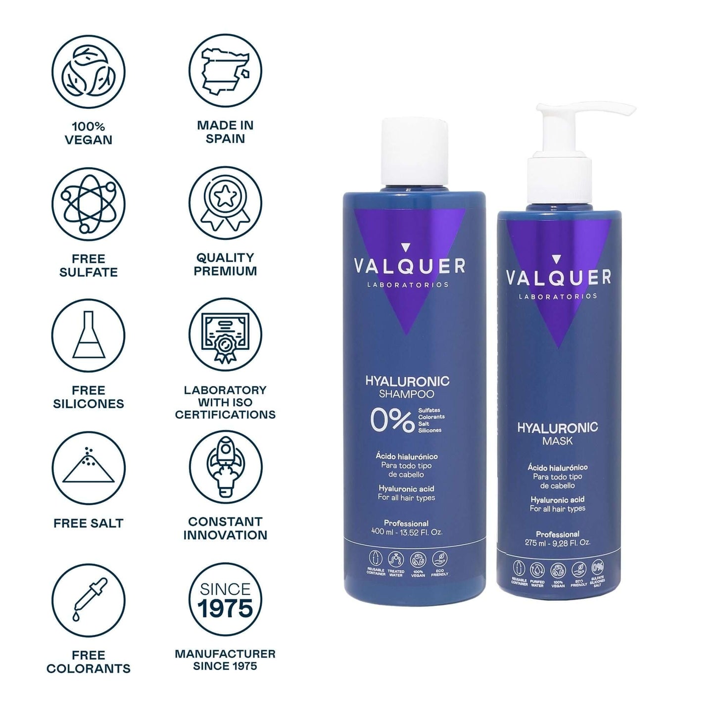 Pack Ácido Hialurónico Champú Mascarilla 675ml | Valquer