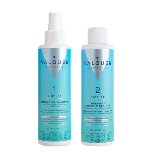 Pack Bioplex Valquer Nº1 y Nº2 - Tratamiento Reconstructor Capilar Profesional 400ml - Repara Cabello Dañado