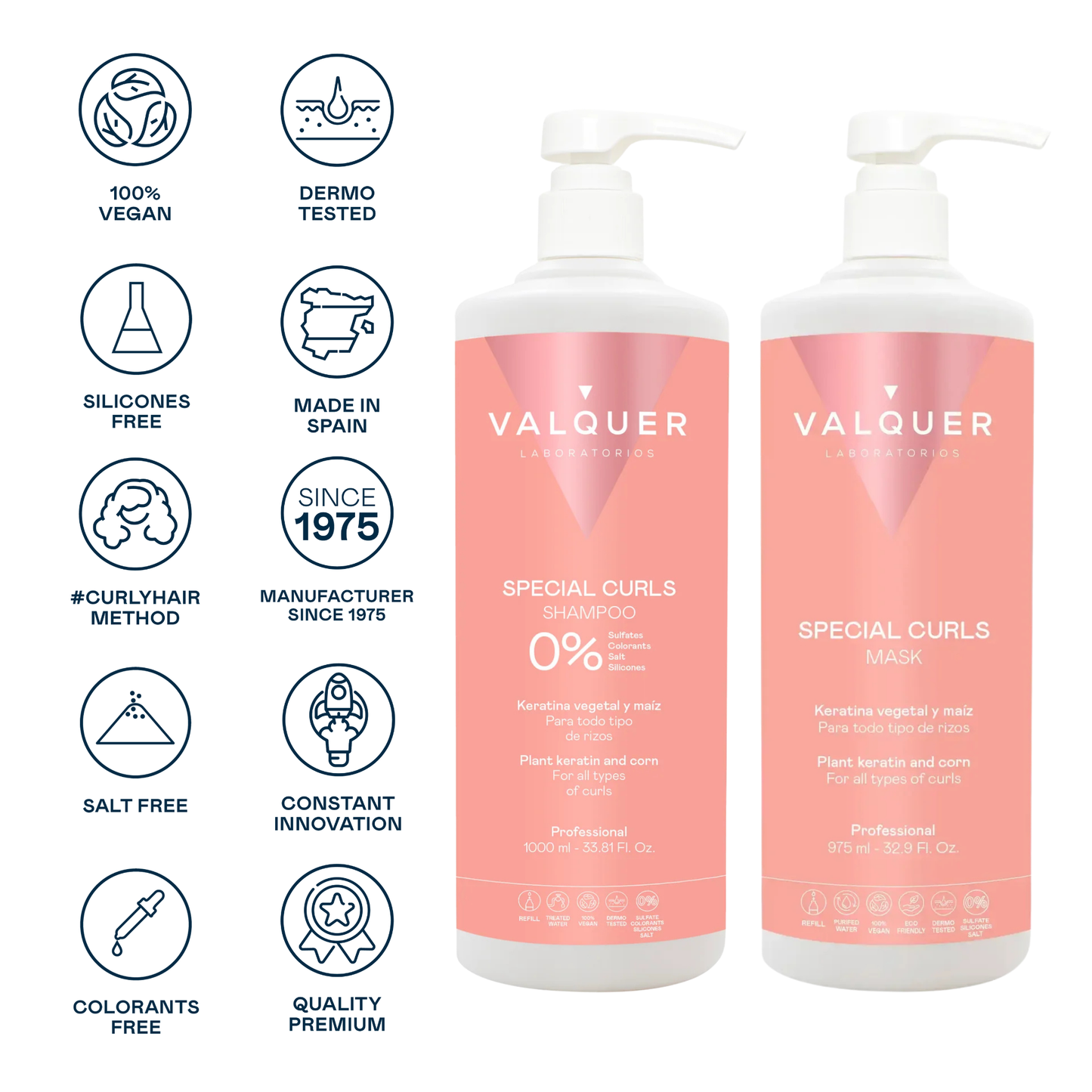 Pack Método Curly Valquer - Champú y Mascarilla 1975ml - Cuidado Capilar Rizos