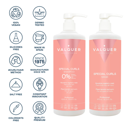 Pack Método Curly Valquer - Champú y Mascarilla 1975ml - Cuidado Capilar Rizos