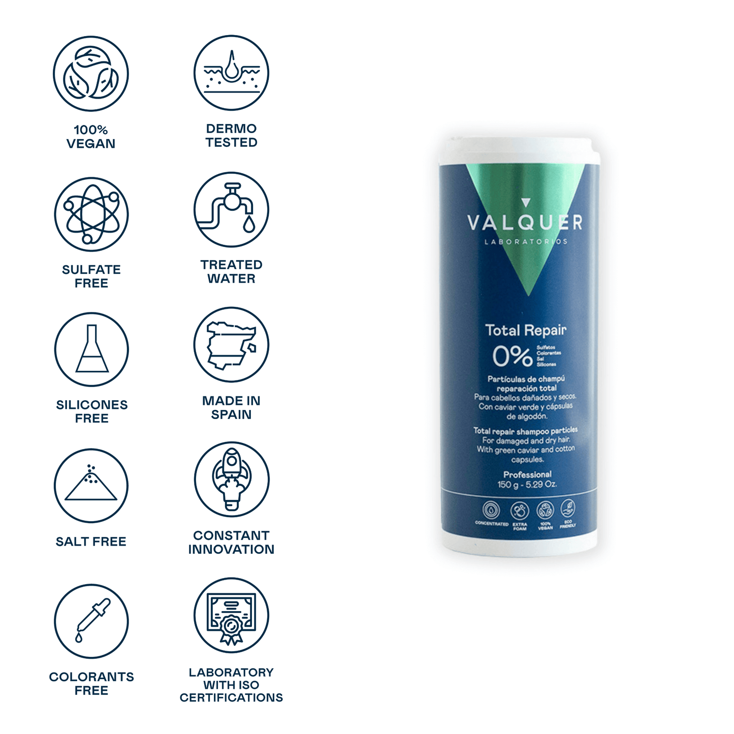 Partículas Champú Total Repair Sólido 150g Zero Waste | Valquer