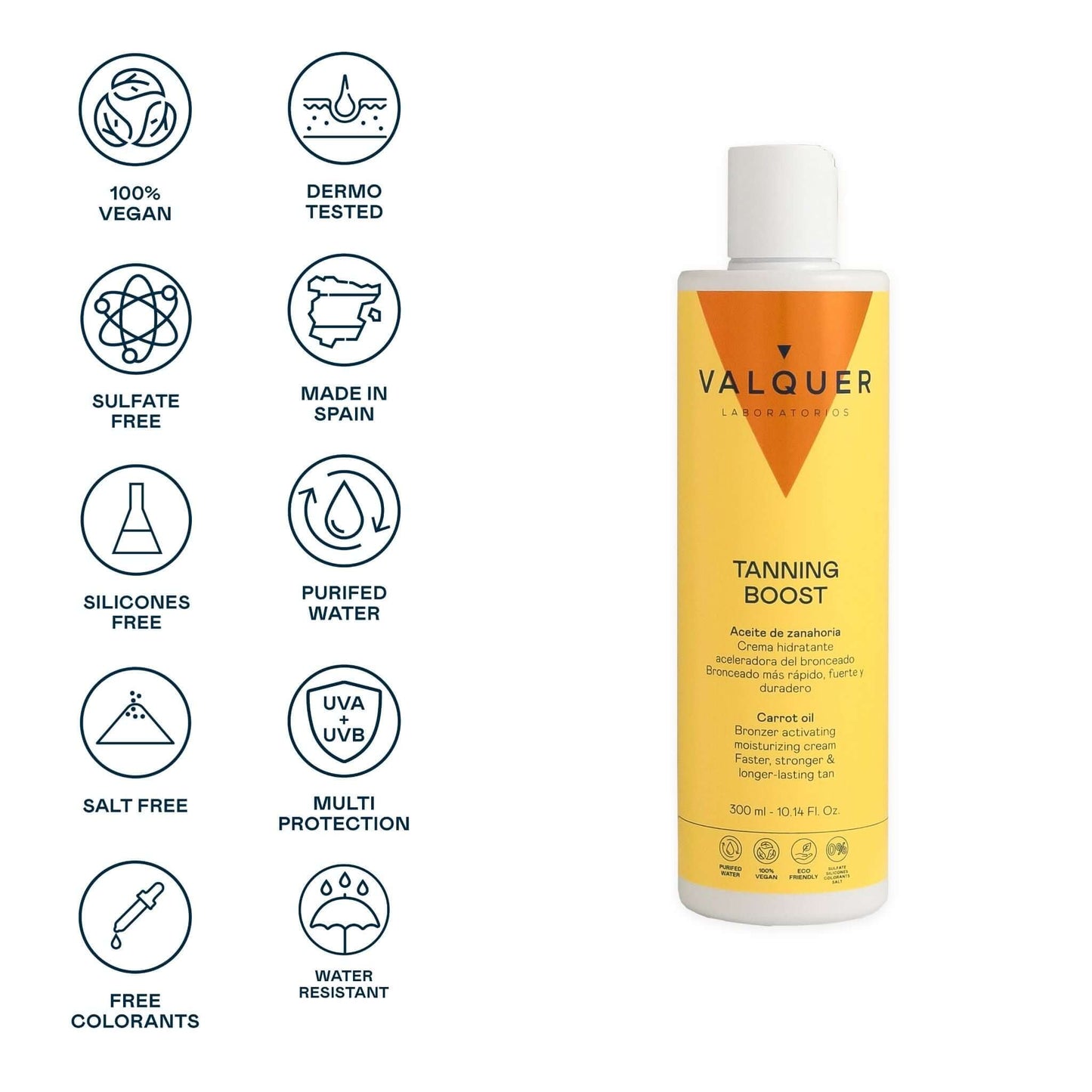 Protector Solar Corporal SPF 50 Valquer - 300ml | Alta Protección UVA/UVB Resistente al Agua