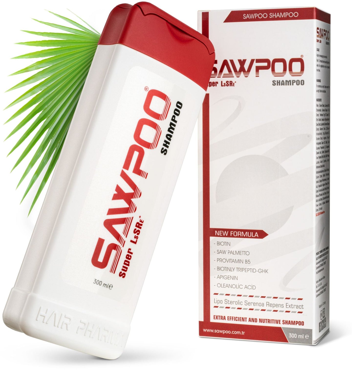 Sawpoo Champú de Nutrición y Grosor con Saw Palmetto y Biotina (300 ml)