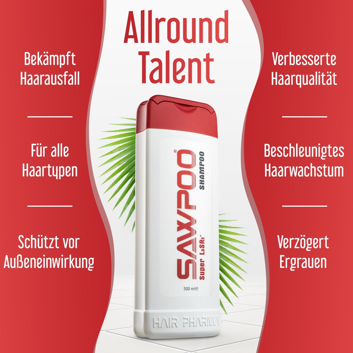 Sawpoo Champú de Nutrición y Grosor con Saw Palmetto y Biotina (300 ml)