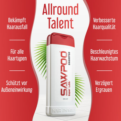 Sawpoo Champú de Nutrición y Grosor con Saw Palmetto y Biotina (300 ml)